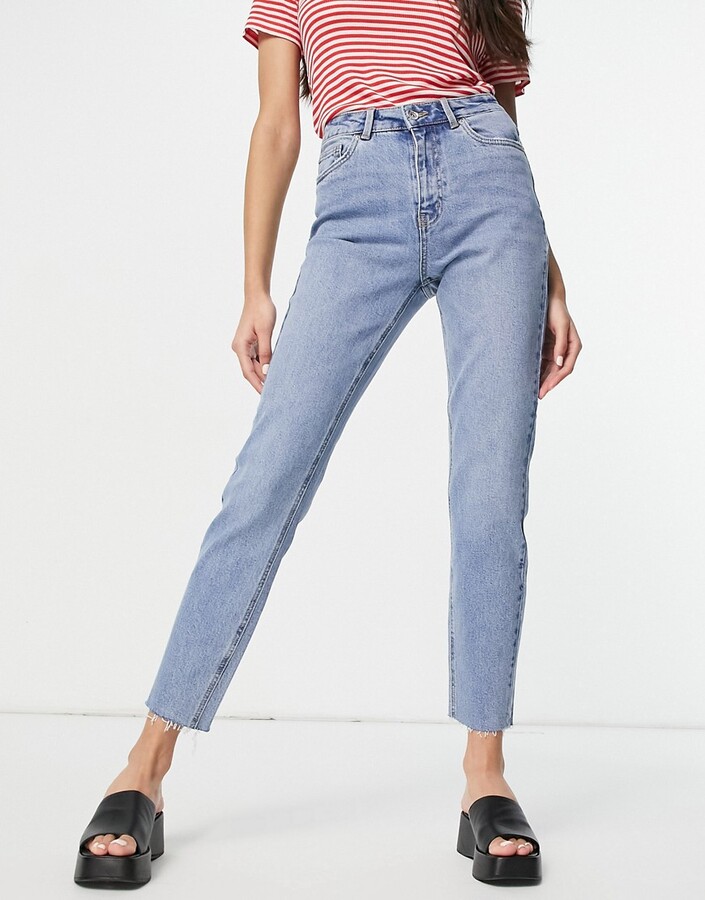 Vero Moda cotton blend straight leg jean in light blue wash - MBLUE -  ShopStyle