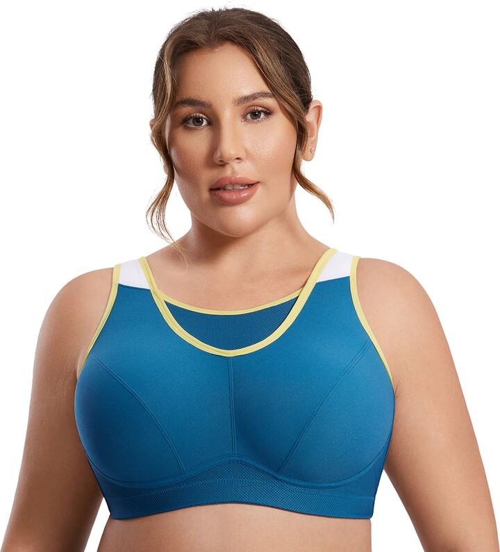 SYROKAN Women's Wirefree High Impact Sports Bra NonPadded Full Figure