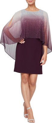 SL Fashions Metallic Capelet Overlay Sheath Dress - ShopStyle