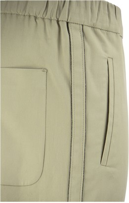 Brunello Cucinelli Comfort Cotton Twill Track Trousers With Shiny Side Stripe Butter