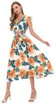 Thumbnail for your product : Wantdo Women's Boho Maxi Dress Floral Printing Sexy V-Neck Long Dress Plus Size