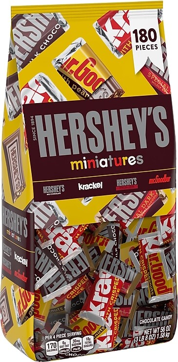 Hershey's Miniatures Assorted Milk Chocolate Candy Bars, 56 oz., 180/Bag (HEC21543)