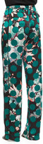 Thumbnail for your product : Roberto Cavalli Printed Silk Pajama Pants, Green Multi