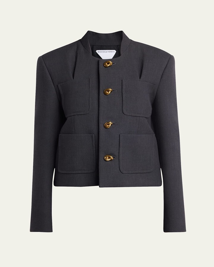 Bottega Veneta Knot-Button Light Structured Cotton Jacket