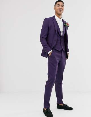 ASOS Design DESIGN wedding skinny suit pants in berry twill