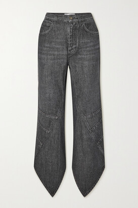 Loewe Asymmetric Cropped High-rise Bootcut Jeans - Black
