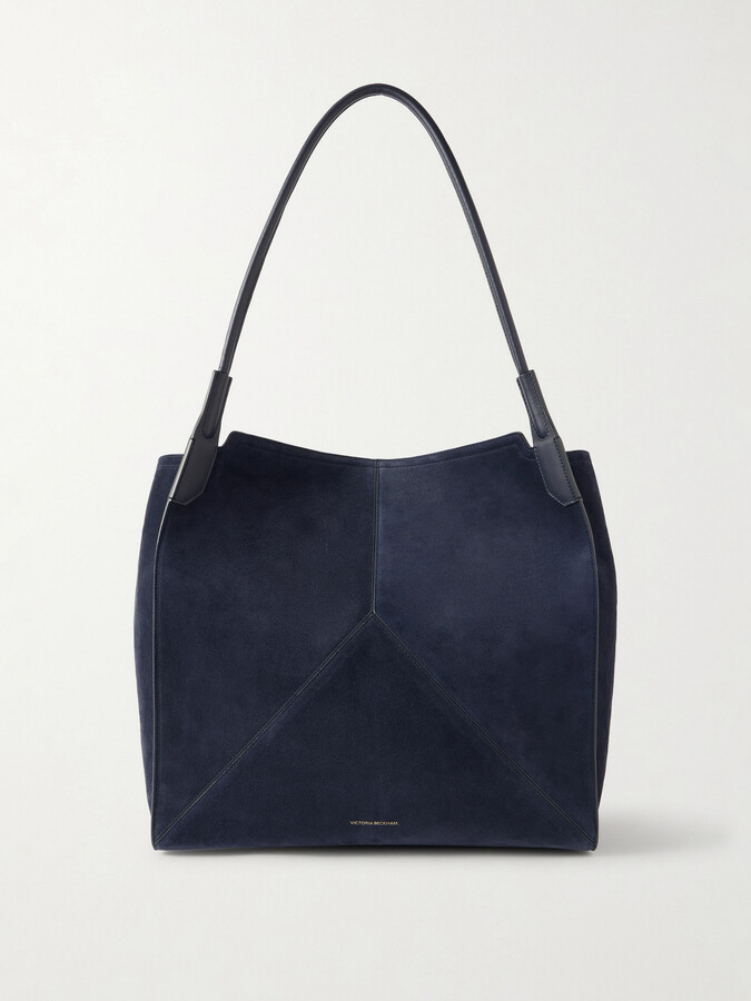 Victoria Beckham The Victoria Soft Leather-trimmed Paneled Suede Tote - Blue