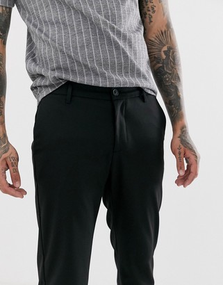 Bershka skinny cropped trousers in black