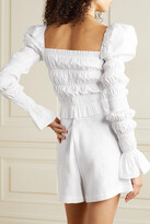 Thumbnail for your product : Caroline Constas Delilah Shirred Cotton-blend Poplin Top - White