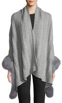 Thumbnail for your product : Sofia Cashmere Cashmere Staghorn Chunky Knit Wrap w/ Fur Trim
