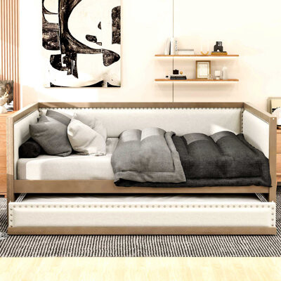 Red Barrel Studio Full Size Upholstered Daybed With 2 Drawers And Nailhead Decoration Wood Color