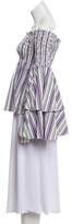 Thumbnail for your product : Caroline Constas Off-the-Shoulder Striped Top White Off-the-Shoulder Striped Top