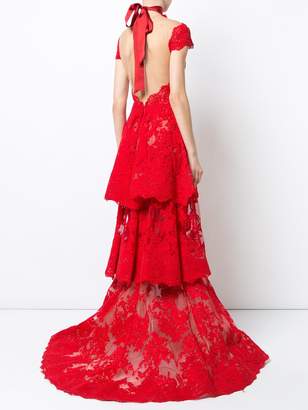 Marchesa tiered lace gown