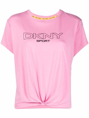 DKNY logo-print knotted T-shirt
