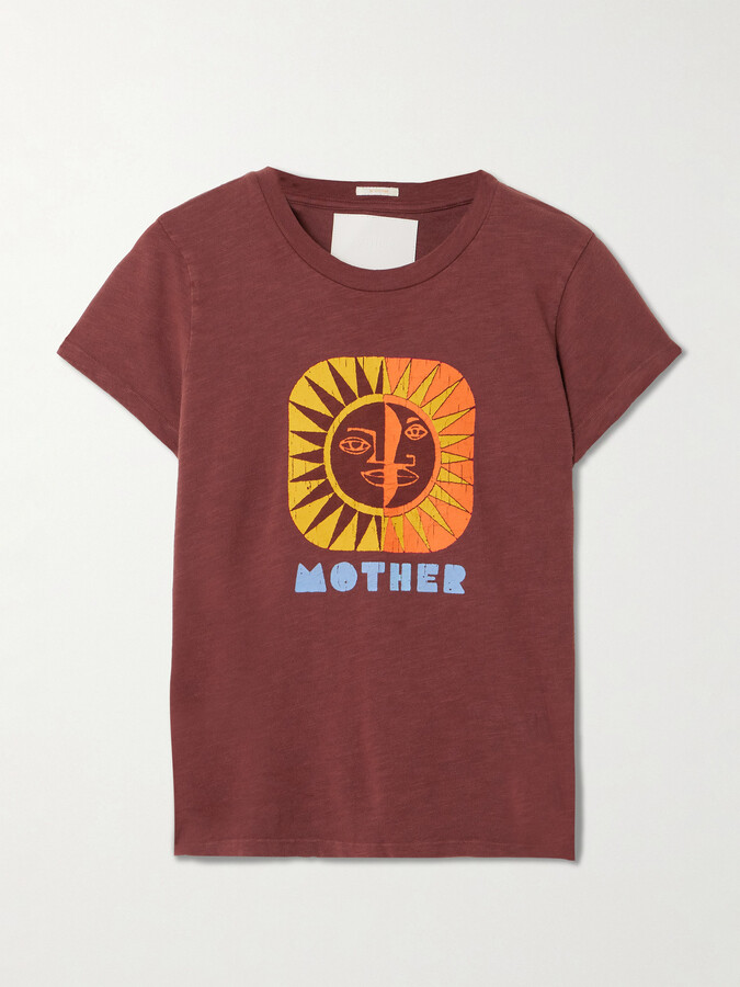 Mother The Lil Sinful Printed Cotton-jersey T-shirt - Brown
