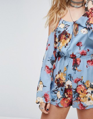 Honey Punch Cold Shoulder Cami Playsuit In Romantic Floral