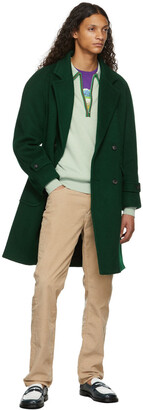 Awake NY Green Wool Double-Breasted Coat