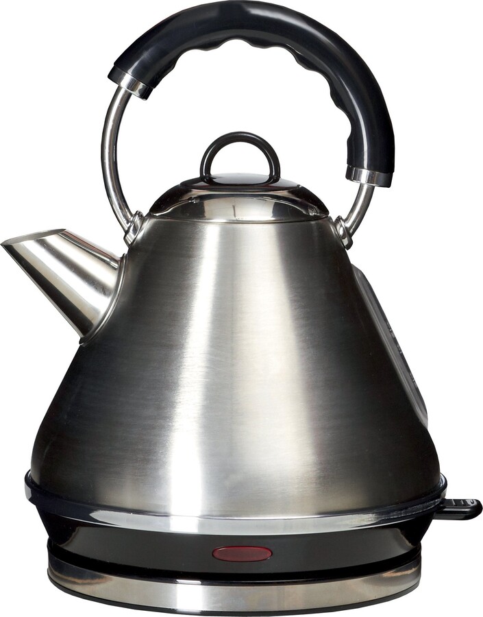 Dunelm Spectrum Brushed Stainless Steel Pyramid Kettle Silver and Black