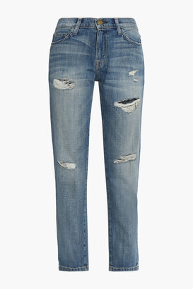 The Fling distressed mid-rise straight-leg jeans