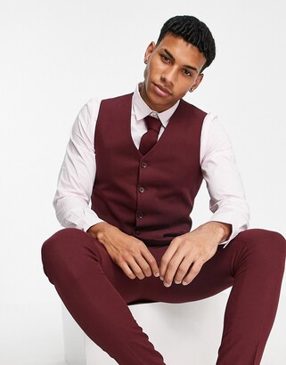 Red Wine | Mens Lambswool Vest | WoolOvers US