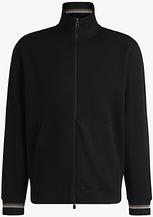 HUGO BOSS Mens Black High-Neck Side-Pocket Cotton Sweatshirt Xl