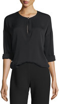 Thumbnail for your product : Vince Keyhole-Front Long-Sleeve Silk Blouse