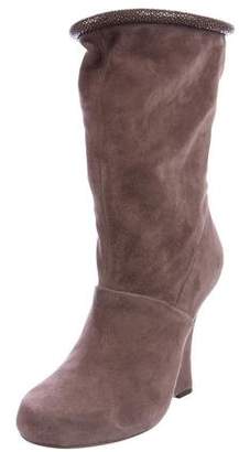 Tabitha Simmons Stingray-Trimmed Mid-Calf Boots