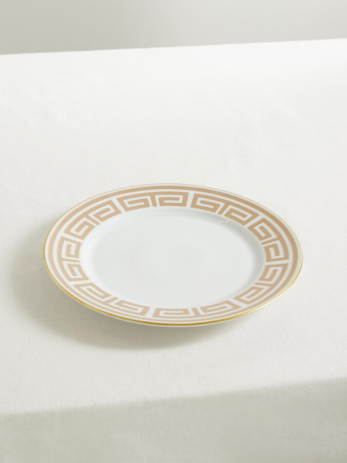 GINORI 1735 Labrinto Gold-plated Porcelain Dinner Plate - White