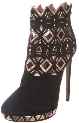 Alaia Suede Round-Toe Ankle Boots