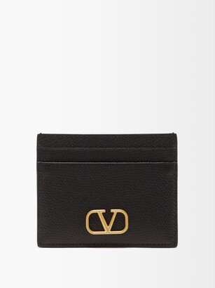 Valentino Garavani V-logo Leather Cardholder - Black