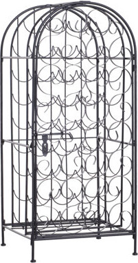 Winston Porter 35 Bottle Wrought Iron Wine Rack Cabinet With Lock -