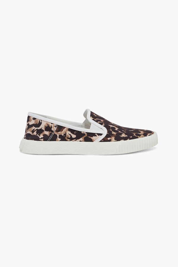 leopard canvas slip on shoes