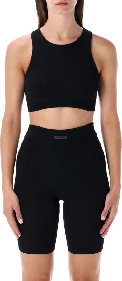 Essentials Ribbed-Knit Cropped Tank Top