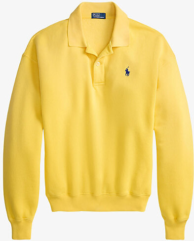Polo Ralph Lauren Womens Collegiate Yellow Brand-Embroidered Polo-Collar Cotton-Blend Sweatshirt Xs