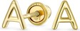 Bling Jewelry Abc Minimalist Yellow 14K Gold Capital Block Alphabet Letter Initial Stud Earrings Safety Ball Screw Back