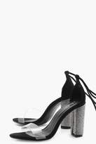 Thumbnail for your product : boohoo Molly Diamante Lace up Heels With Clear Strap