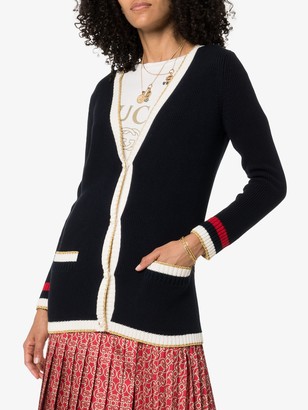 Gucci Embroidered Oversized Knitted Cardigan