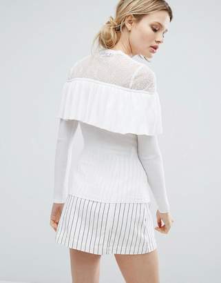 Lost Ink Sweater With Lace And Frill