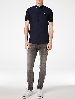 Fred Perry Knitted Collar Oxford Shirt, Navy