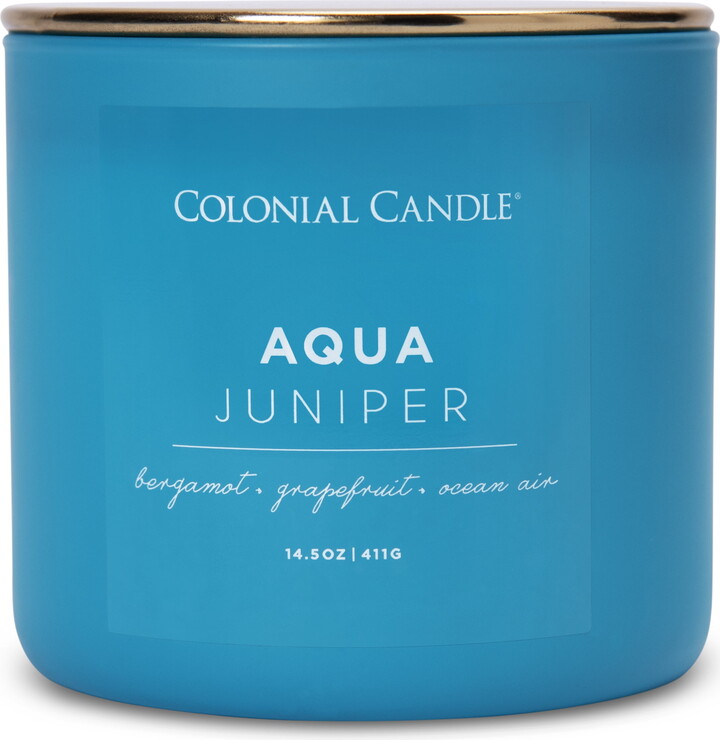 Colonial Candle Aqua Juniper 3 Wick Candle, 14.5 oz, Blue