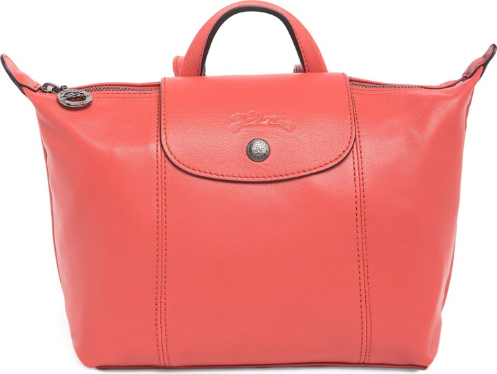 LONGCHAMP Red Leather Cuir Le Pliage Backpack - The Purse Ladies