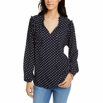 navy polka dot blouse uk