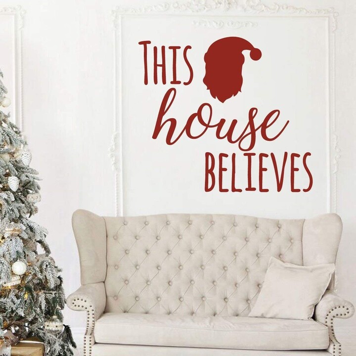 Etsy Christmas Wall Decal - This House Believes, Holiday Vinyl Sticker