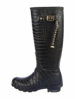 Thumbnail for your product : Jimmy Choo X Hunter Snakeskin Leather Trim Embellishment Rain Boots Black