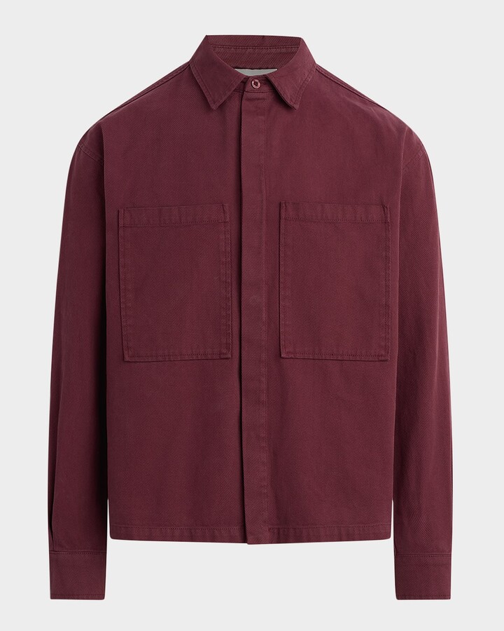 Men's Cotton Hidden-Placket Overshirt