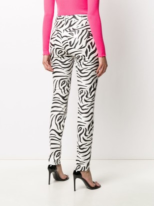 Philipp Plein High-Waisted Zebra Print Trousers