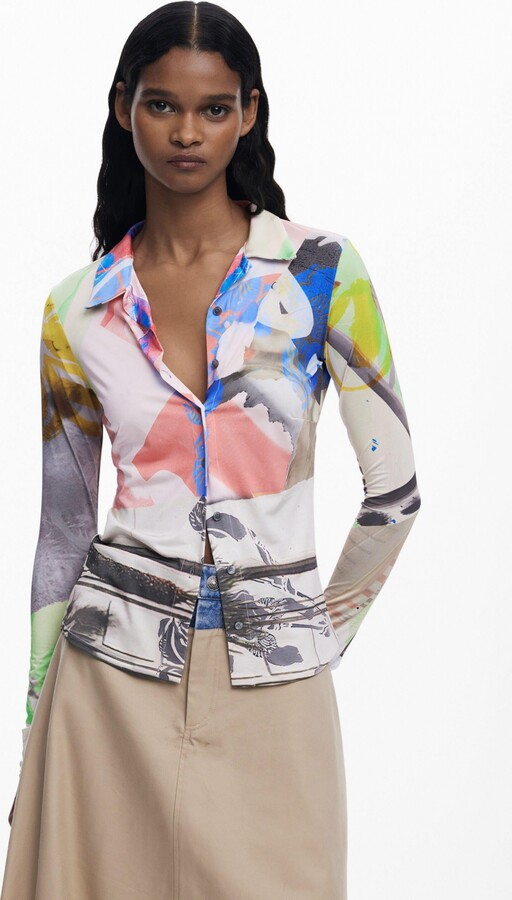 Desigual Women's Collage buttoned T-shirt