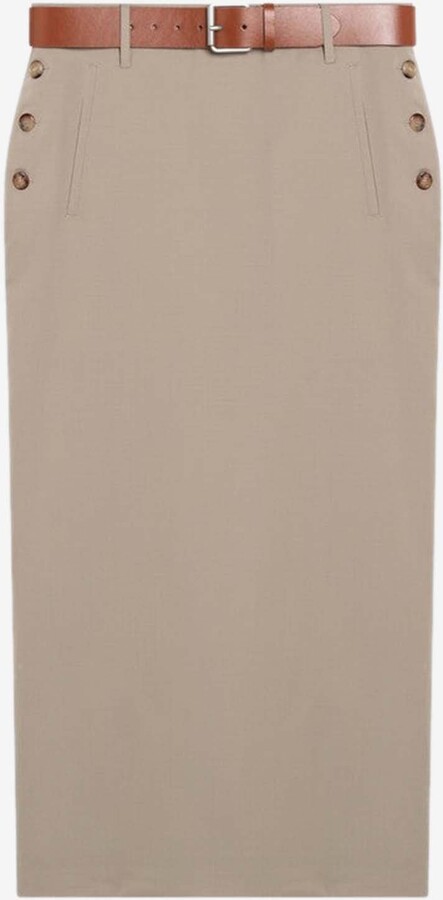 Moschino Buttoned Wool Midi Skirt