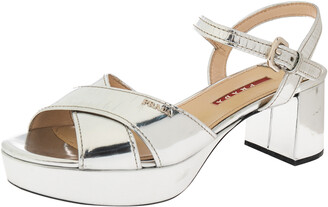 prada silver flats