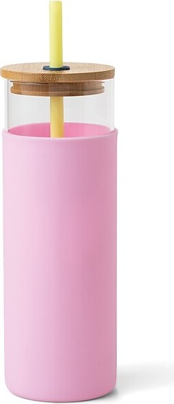 DesignWorks Ink Glass Tumbler, 22 oz., Citron/Pink (DTUM-1002)